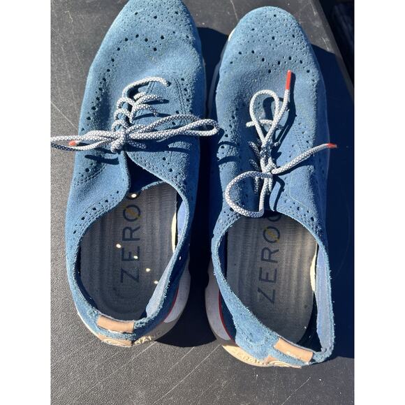 Cole Haan ZeroGrand Men 9.5 W Blue Laser Wingtip Oxford Casual Suede Shoe C35750 - Picture 5 of 9